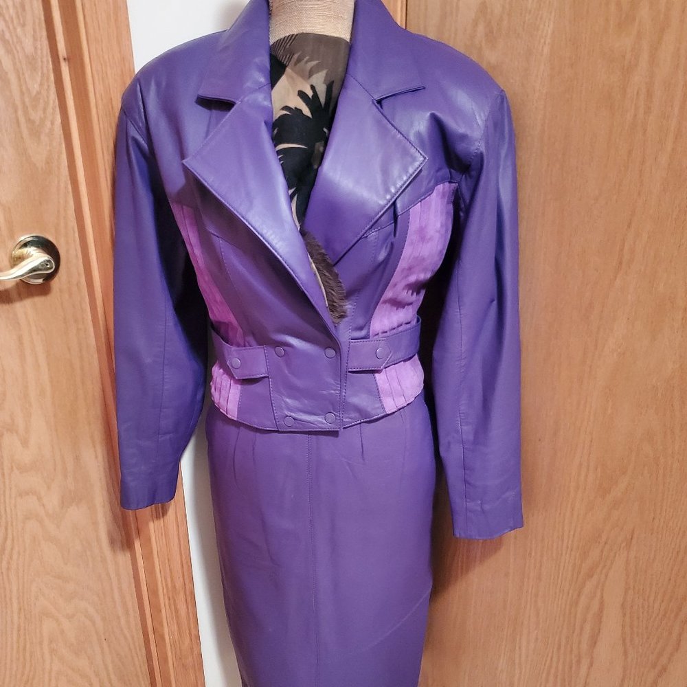 Leather and Suede Suit, Bomber Jacket and Skirt